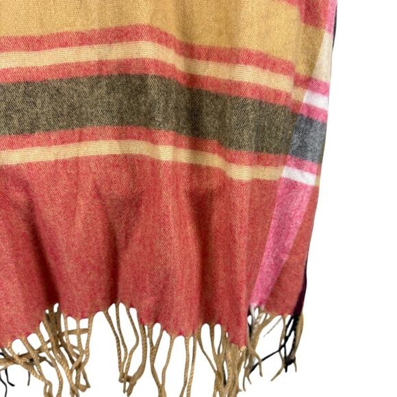 Woolrich Womens Striped Poncho Fleece Fringe Beige Pink Jacket Cardigan sz O/S - Picture 11 of 16